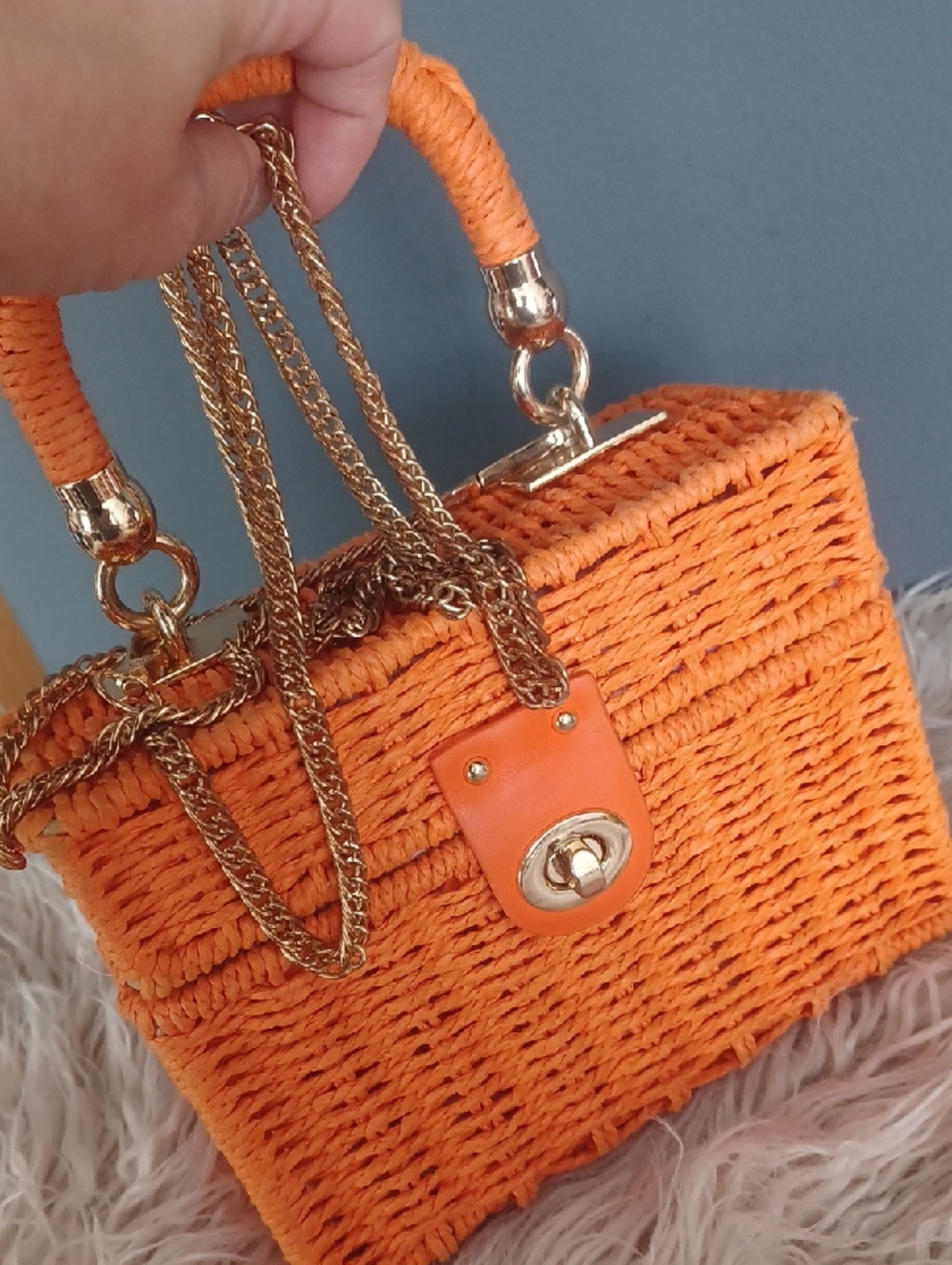 Cute Orange Wicker Box Crossbody - Picture 16 of 16